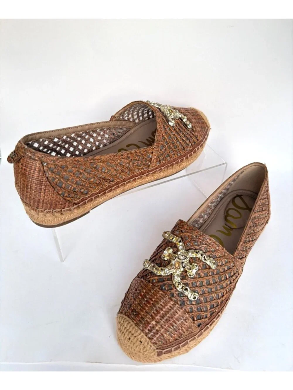 Sam Edelman Khiara Raffia Espadrille Flats Brown Woven Womens Loafers Size 7